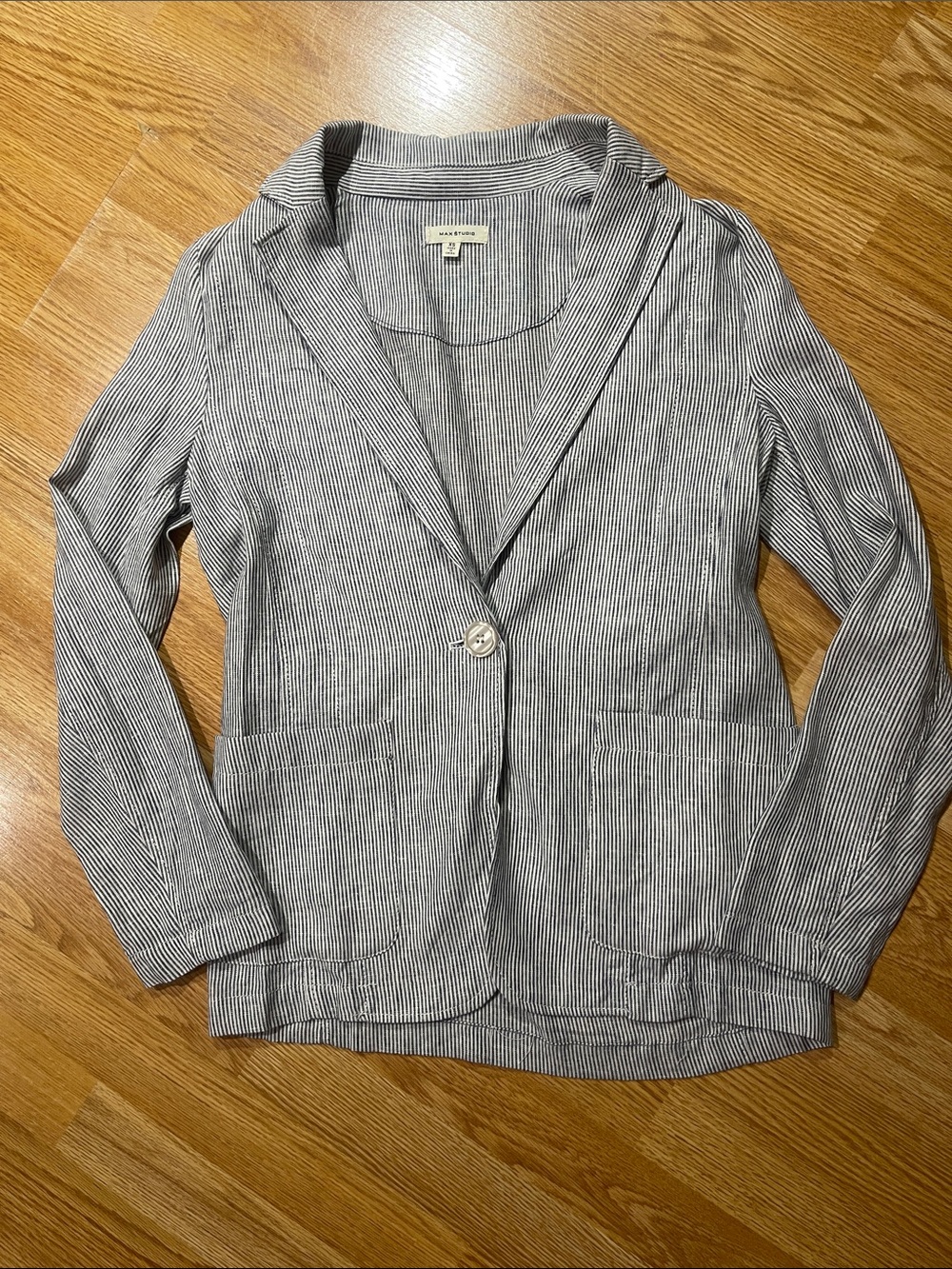Max Studio Blue-White Pinstripe Women's Blazer